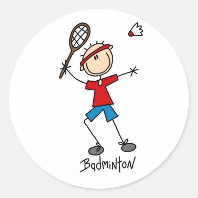 Sticker Rond T-shirts et cadeaux du joueur de badminton (Devant)