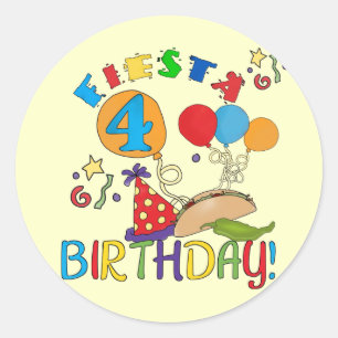 Sticker Rond T-shirts et cadeaux Fiesta 4th Birthday