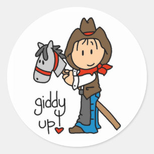 Sticker Rond T-shirts et cadeaux Giddy Up Cowboy