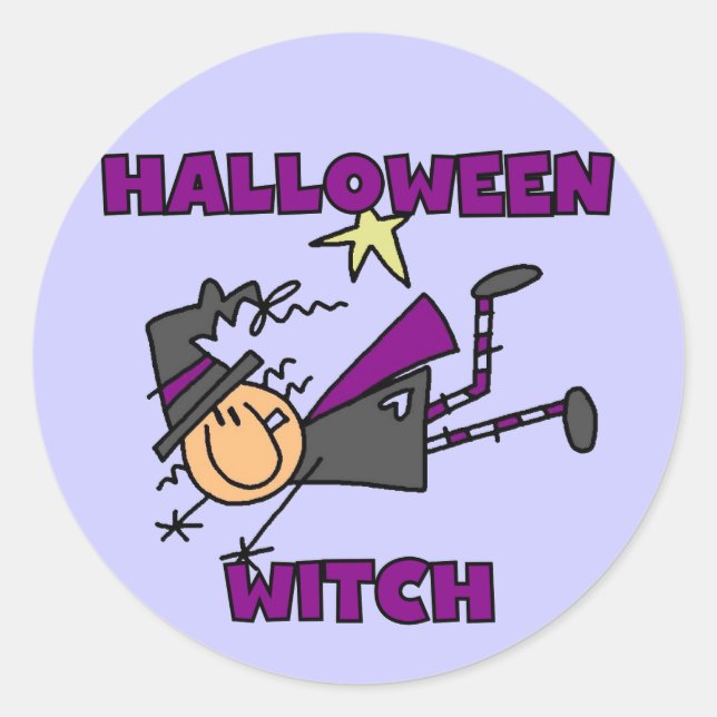 Sticker Rond T-shirts et cadeaux Halloween Witch (Devant)