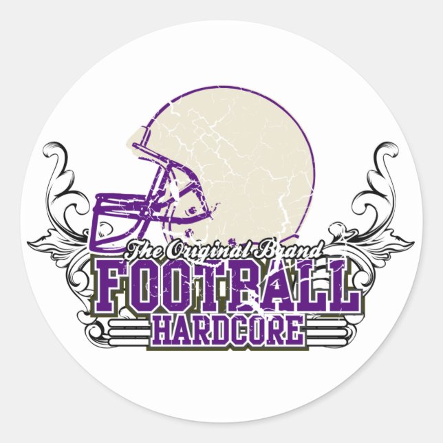 Sticker Rond T-shirts et cadeaux hardcore de football violet (Devant)
