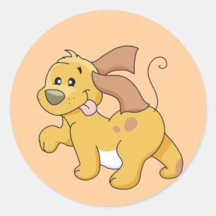 Sticker Rond T-shirts et cadeaux heureux de chien de Brown