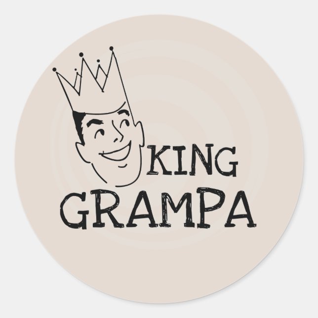 Sticker Rond T-shirts et cadeaux King Grampa (Devant)