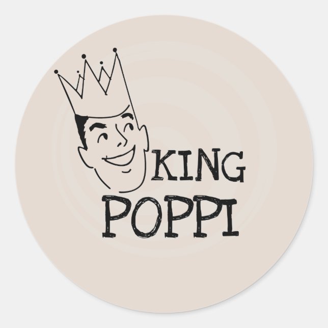 Sticker Rond T-shirts et cadeaux King Poppi (Devant)