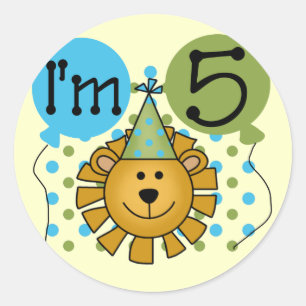 Sticker Rond T-shirts et cadeaux Lion 5e anniversaire