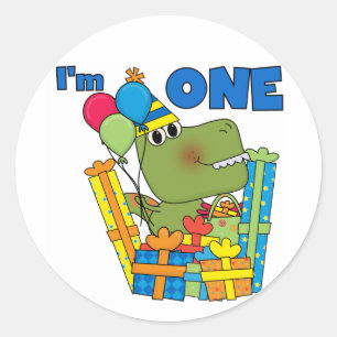Sticker Rond T-shirts et cadeaux Little Dino 1er anniversaire