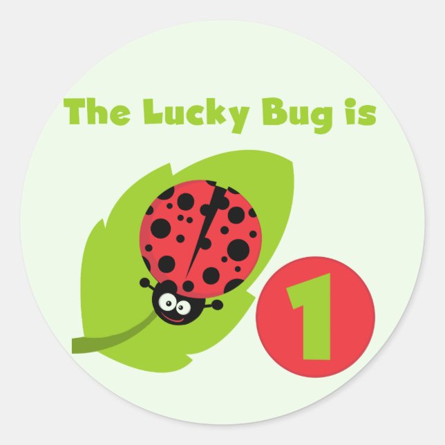 Sticker Rond T-shirts et cadeaux Lucky Bug 1er anniversaire (Devant)
