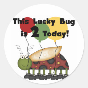 Sticker Rond T-shirts et cadeaux Lucky Bug 2e anniversaire