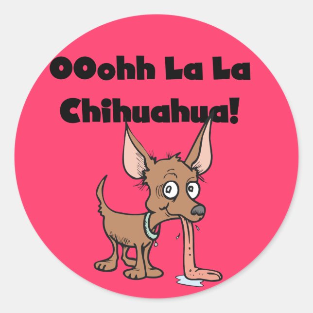 Sticker Rond T-shirts et cadeaux Oohh La La Chihuahua (Devant)