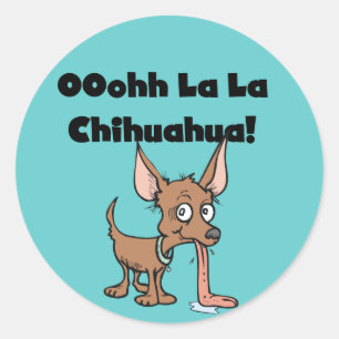 Sticker Rond T-shirts et cadeaux Oohh La La Chihuahua