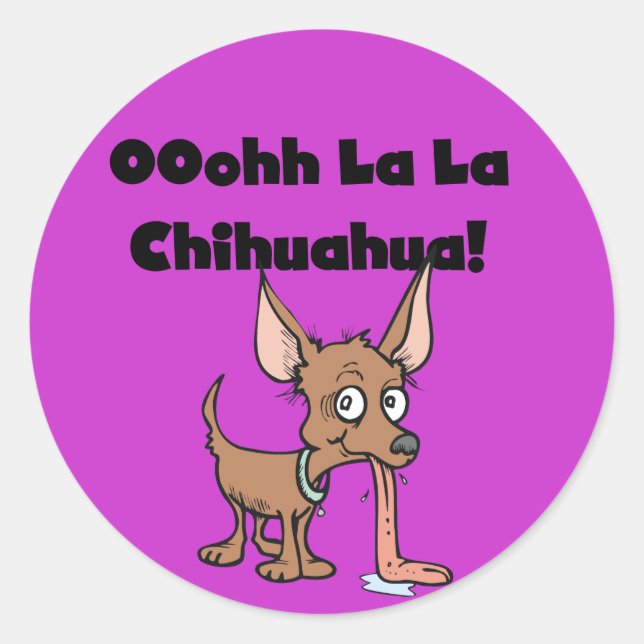 Sticker Rond T-shirts et cadeaux Oohh La La Chihuahua (Devant)