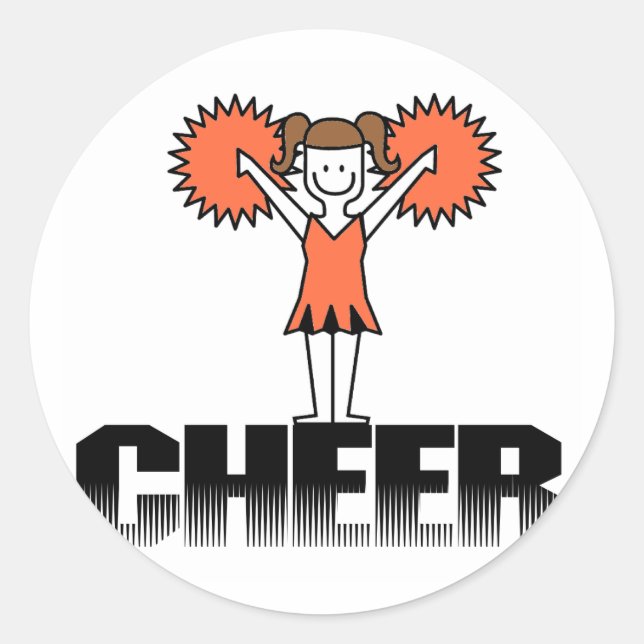 Sticker Rond T-shirts et cadeaux Orange Cheerleader (Devant)