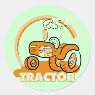 Sticker Rond T-shirts et cadeaux oranges de tracteur