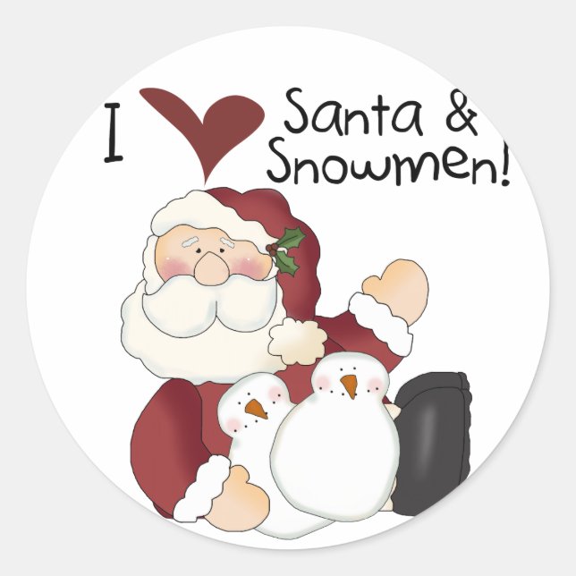 Sticker Rond T-shirts et cadeaux père Noël et Snowmen (Devant)