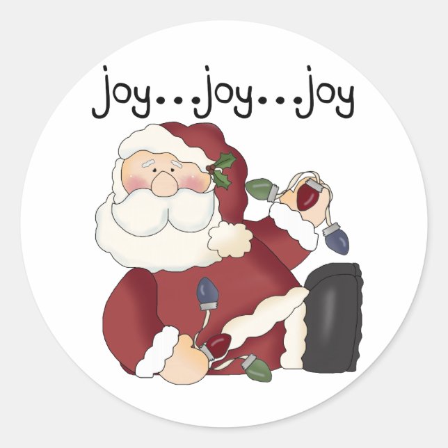 Sticker Rond T-shirts et cadeaux père Noël Joy (Devant)