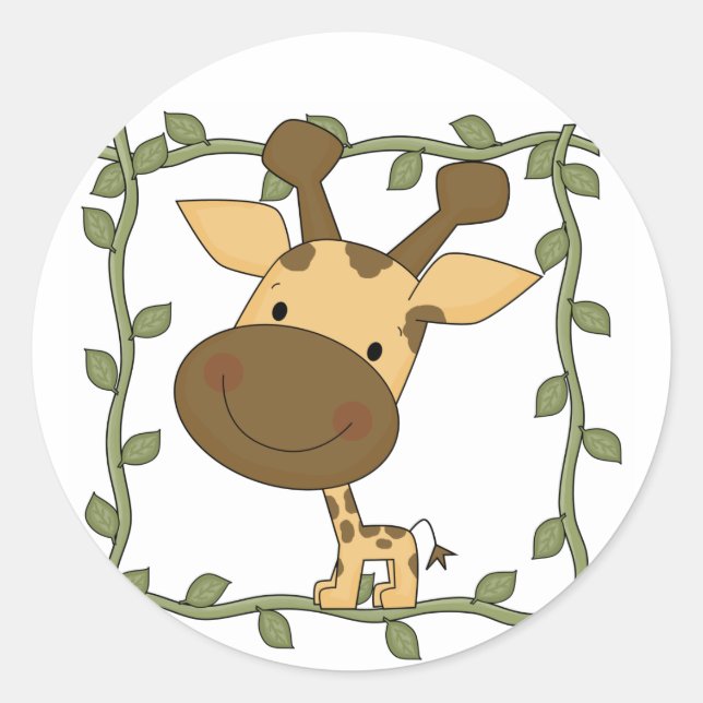 Sticker Rond T-shirts et cadeaux pour bébé Giraffe (Devant)