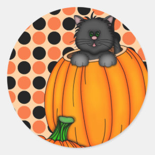 Sticker Rond T-shirts et cadeaux pour chat Halloween