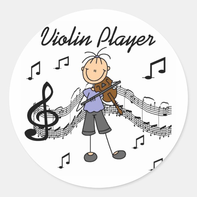 Sticker Rond T-shirts et cadeaux pour joueuses de violon (Devant)