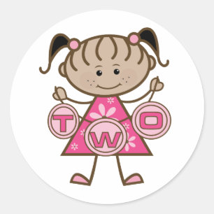 Sticker Rond T-shirts et cadeaux pour la petite fille 2e annive