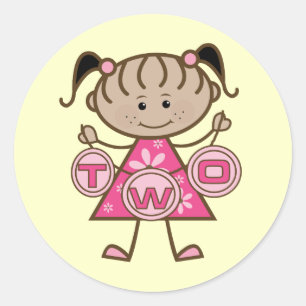Sticker Rond T-shirts et cadeaux pour la petite fille 2e annive