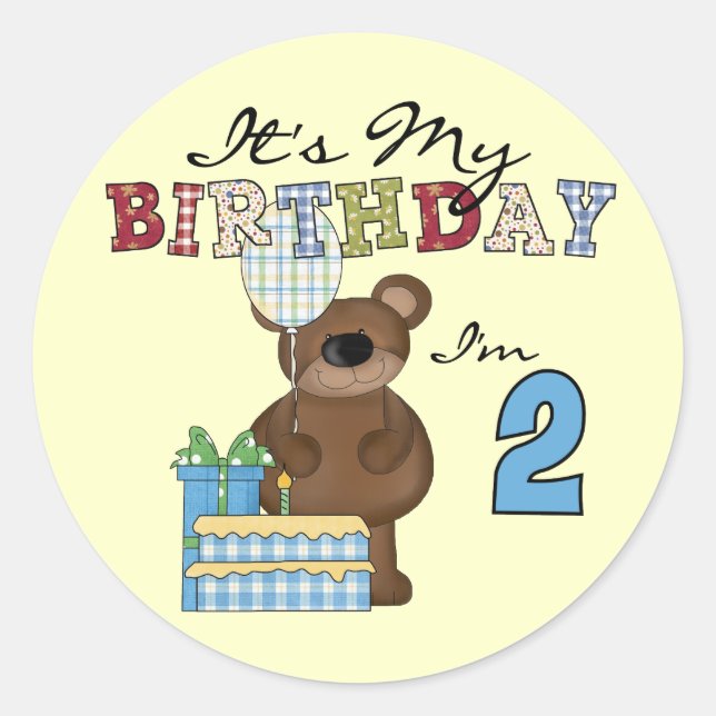 Sticker Rond T-shirts et cadeaux pour le 2e anniversaire de Boy (Devant)