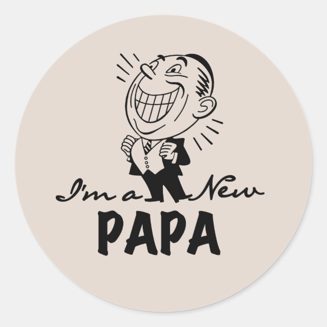 Sticker Rond T-shirts et cadeaux pour papa nouveau souriant (Devant)
