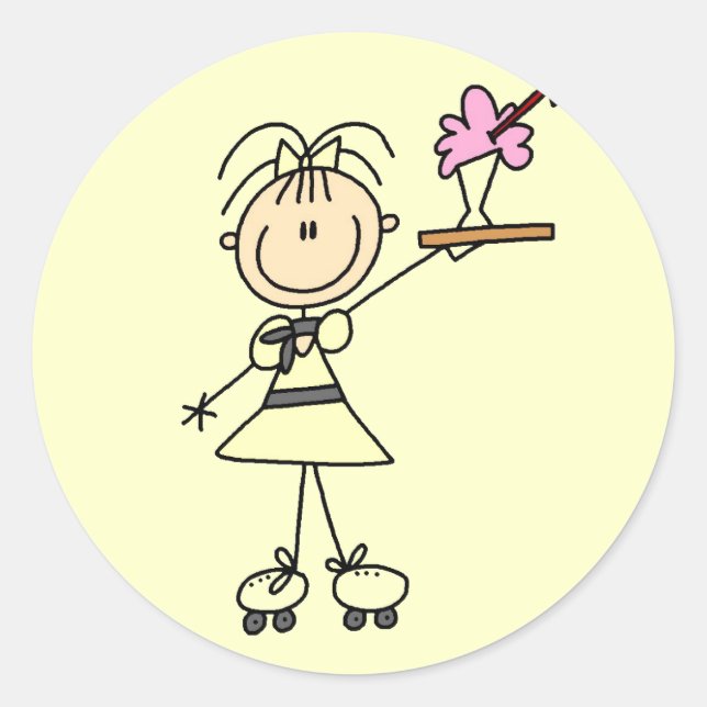 Sticker Rond T-shirts et cadeaux pour serveuses Drive-In des an (Devant)