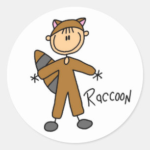 Sticker Rond T-shirts et cadeaux Raccoon Dress Up