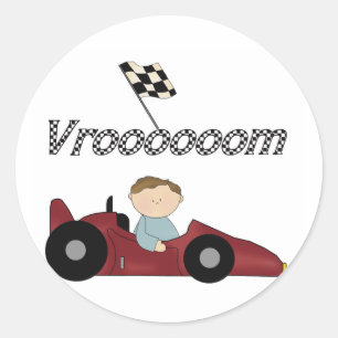 Sticker Rond T-shirts et cadeaux Red Race Car Vroom