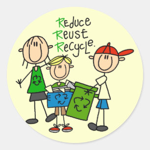 Sticker Rond T-shirts et Cadeaux Réduire, Réutiliser, Recycler