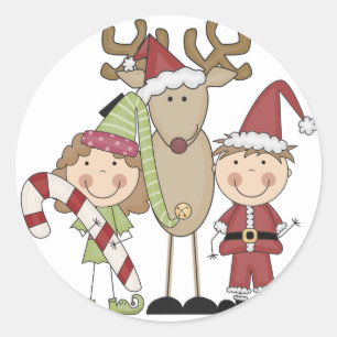 Sticker Rond T-shirts et cadeaux Reindeer et Elves