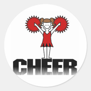 Sticker Rond T-shirts et cadeaux rouges de pom-pom girl