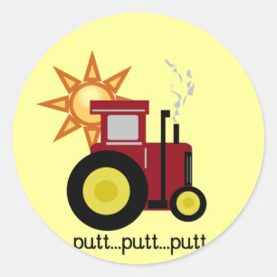 Sticker Rond T-shirts et cadeaux rouges de tracteur de ferme