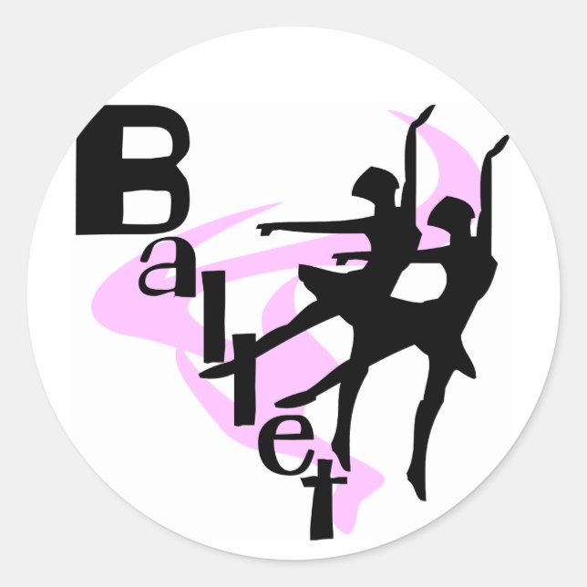 Sticker Rond T-shirts et cadeaux Silhouette Ballet (Devant)