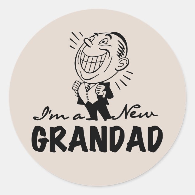 Sticker Rond T-shirts et cadeaux Smiling New Grand-père (Devant)