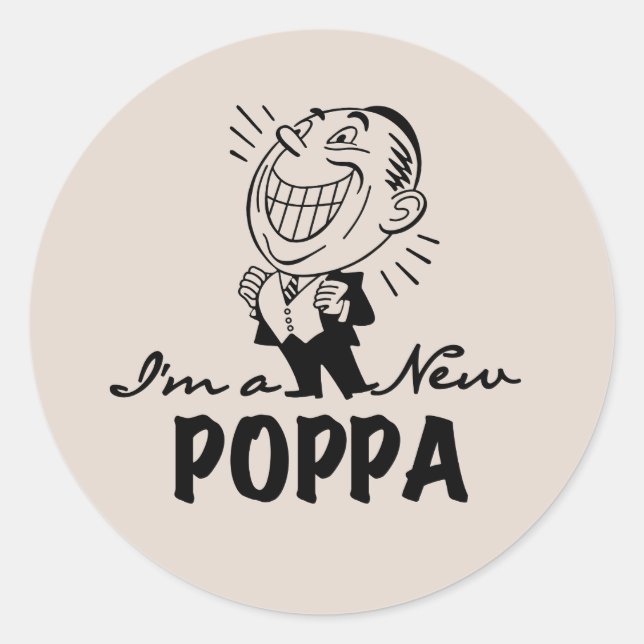 Sticker Rond T-shirts et cadeaux Smiling New Poppa (Devant)
