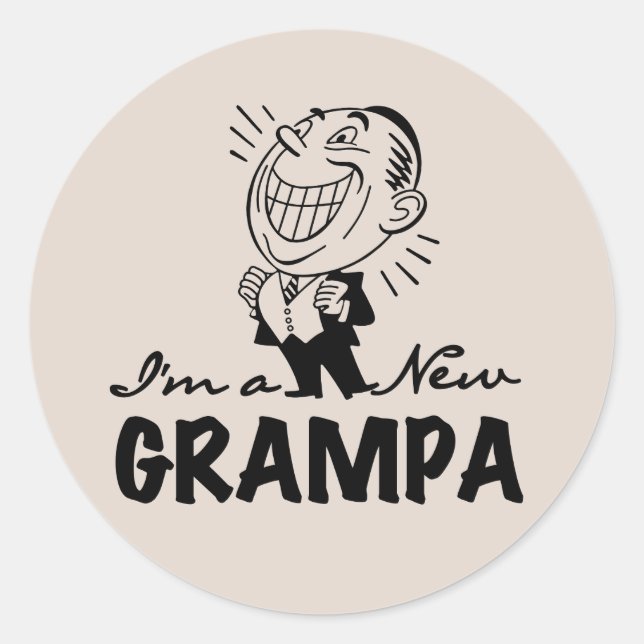 Sticker Rond T-shirts et cadeaux souriants New Grampa (Devant)