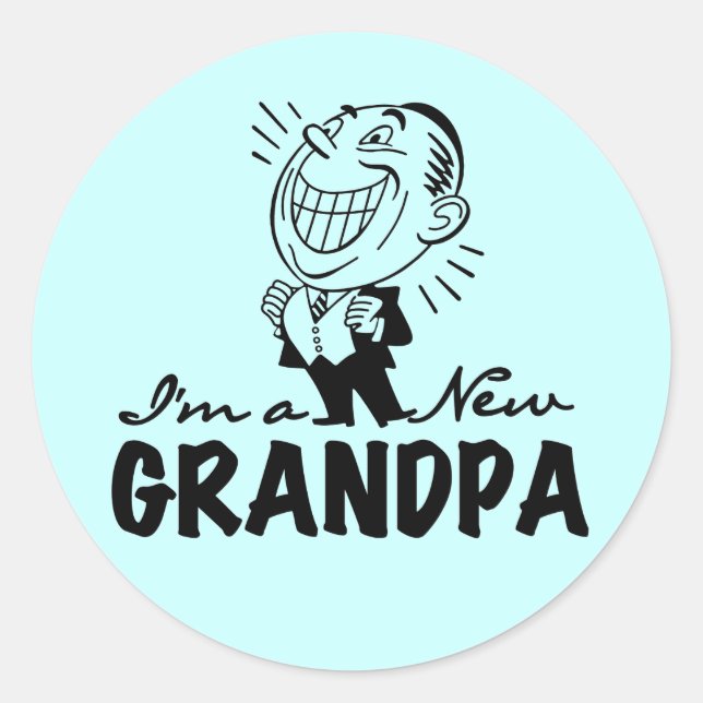 Sticker Rond T-shirts et cadeaux souriants New Grand-pa (Devant)