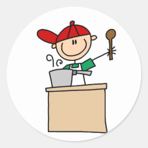 Sticker Rond T-shirts et cadeaux Stick Figure Cook homme