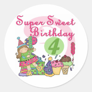 Sticker Rond T-shirts et cadeaux Super Sweet 4e anniversaire