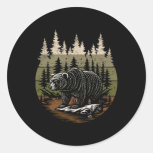 Sticker Rond T-shirts graphiques pour hommes sur la nature Ours