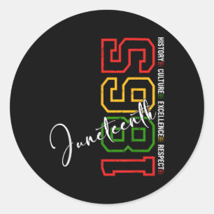Sticker Rond T-shirts Juneteenth Femmes Hommes Afro-Américain J