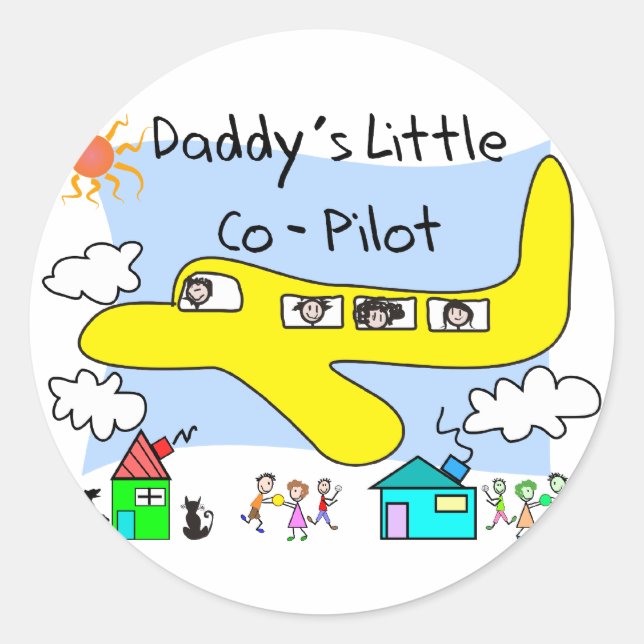 Sticker Rond T-shirts pour enfants de copilote de papa (Devant)