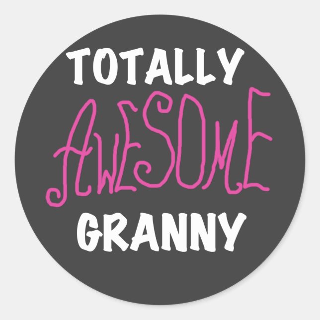 Sticker Rond T-shirts roses Granny et GIfts absolument géniaux (Devant)