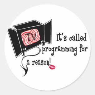 STICKER ROND T.V. MERCHANDISE MAUVAIS