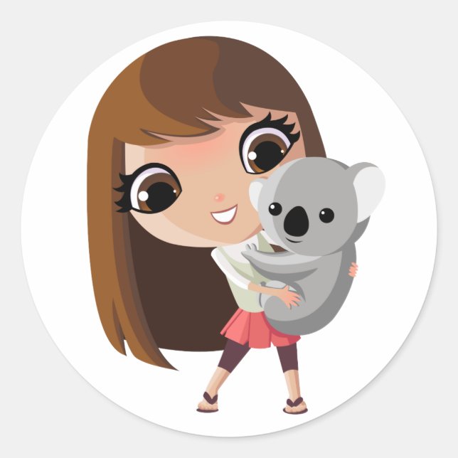Sticker Rond Taara et Pudding le Koala (Devant)