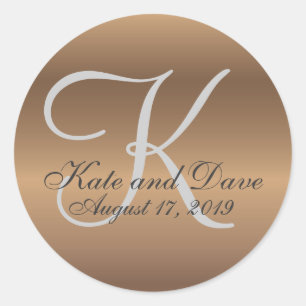 Sticker Rond Tab Extraordinaire de monogramme de bronze