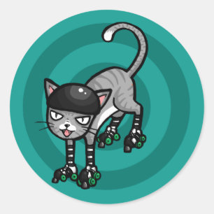 Sticker Rond Tabby Argent sur RollerSkates