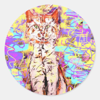 Sticker Rond tabby, chat