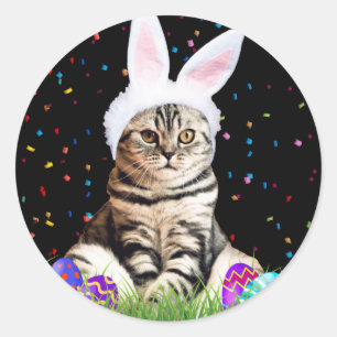 Sticker Rond Tabby de Pâques